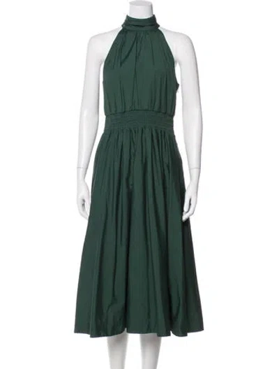 Pre-owned Veronica Beard Mock Neck Midi Length Dress In Green