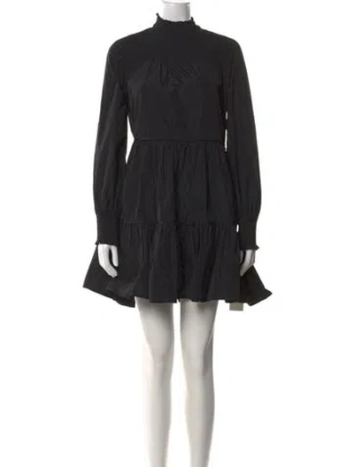 Pre-owned Veronica Beard Mock Neck Mini Dress In Black
