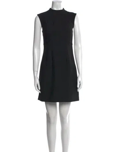 Pre-owned Veronica Beard Mock Neck Mini Dress In Black