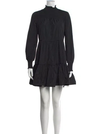 Pre-owned Veronica Beard Mock Neck Mini Dress In Black