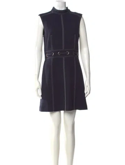 Pre-owned Veronica Beard Mock Neck Mini Dress In Blue