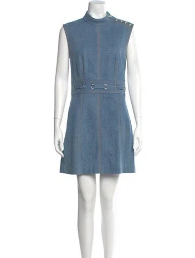 Pre-owned Veronica Beard Mock Neck Mini Dress In Blue