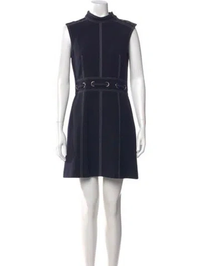 Pre-owned Veronica Beard Mock Neck Mini Dress In Blue