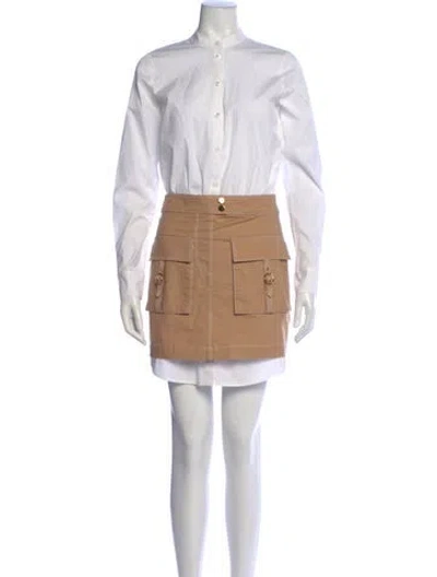 Pre-owned Veronica Beard Mock Neck Mini Dress In Brown