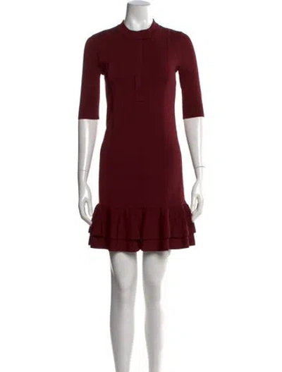 Pre-owned Veronica Beard Mock Neck Mini Dress In Burgundy