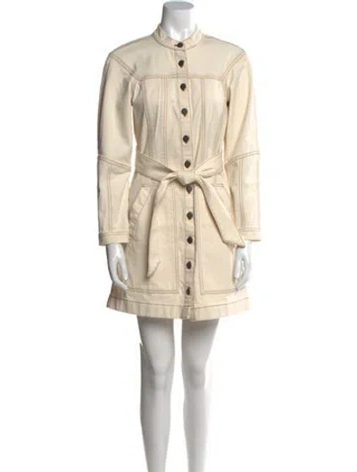 Pre-owned Veronica Beard Mock Neck Mini Dress In Neutral