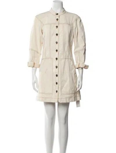Pre-owned Veronica Beard Mock Neck Mini Dress In Neutral