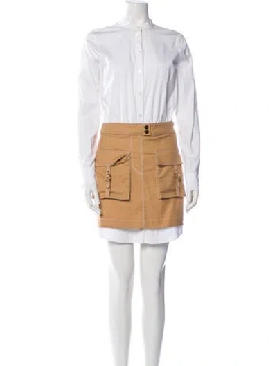 Pre-owned Veronica Beard Mock Neck Mini Dress In White