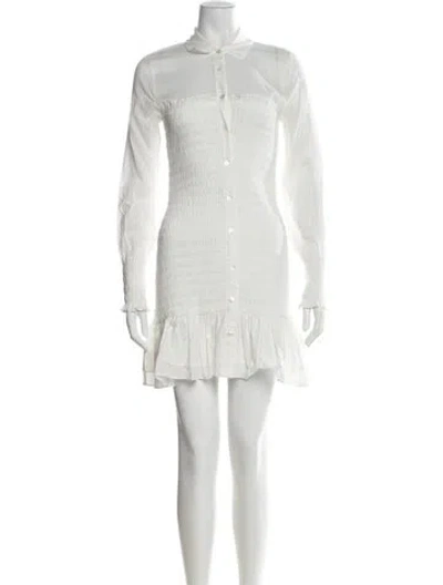 Pre-owned Veronica Beard Mock Neck Mini Dress In White