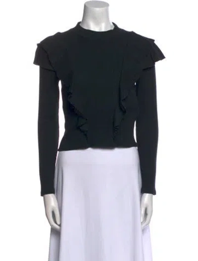 Pre-owned Veronica Beard Mock Neck Short Sleeve Crop Top In Black