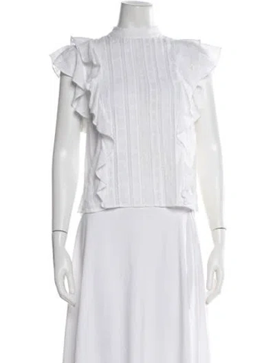 Pre-owned Veronica Beard Mock Neck Short Sleeve Top In Neutral