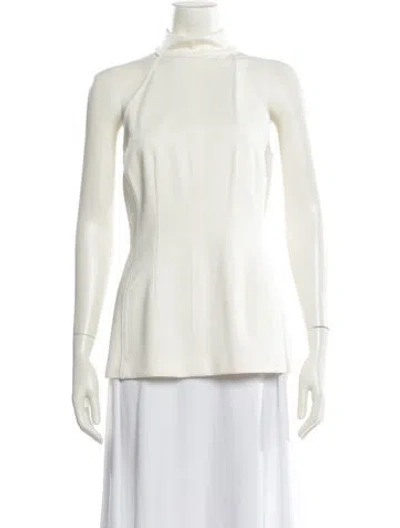 Pre-owned Veronica Beard Mock Neck Sleeveless Blouse W/ Tags In Neutral