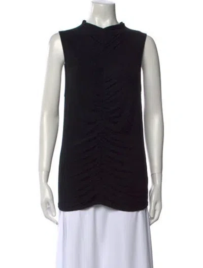 Pre-owned Veronica Beard Mock Neck Sleeveless Top In Black