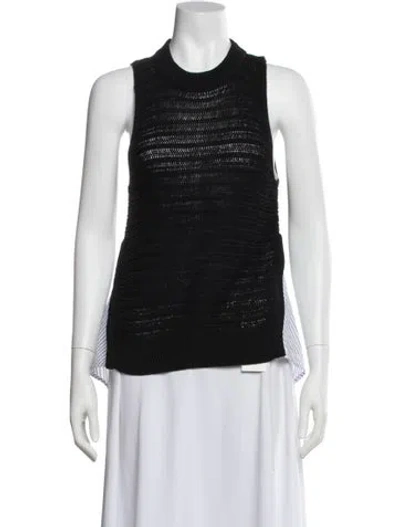 Pre-owned Veronica Beard Mock Neck Sleeveless Top In Black