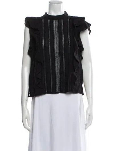 Pre-owned Veronica Beard Mock Neck Sleeveless Top In Black