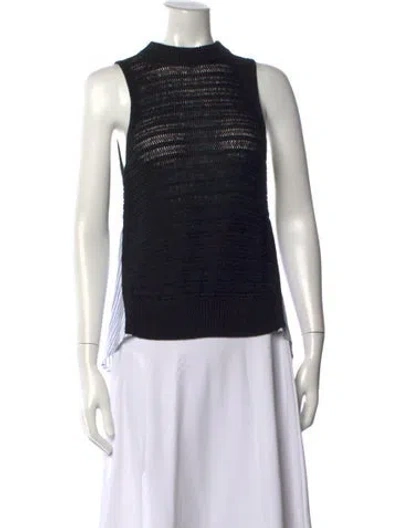 Pre-owned Veronica Beard Mock Neck Sleeveless Top In Black