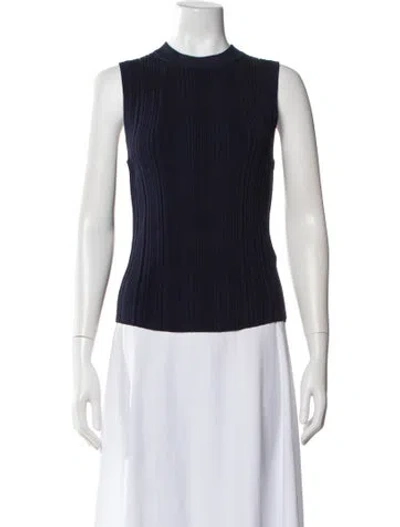 Pre-owned Veronica Beard Mock Neck Sleeveless Top In Blue