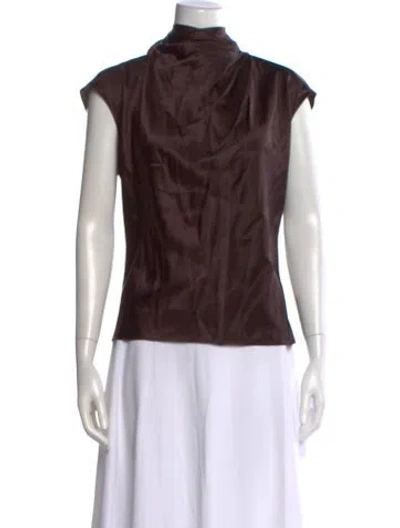 Pre-owned Veronica Beard Mock Neck Sleeveless Top In Brown