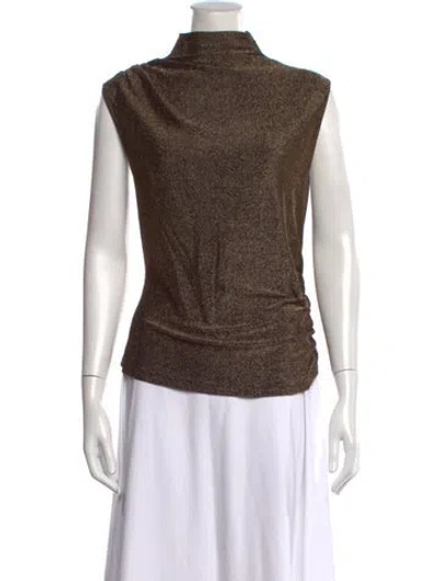Pre-owned Veronica Beard Mock Neck Sleeveless Top In Brown