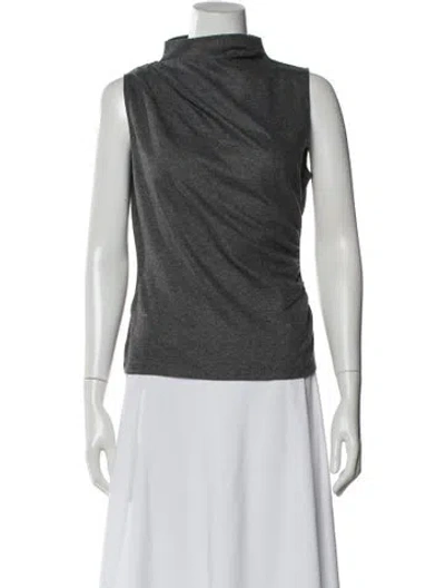 Pre-owned Veronica Beard Mock Neck Sleeveless Top In Gray