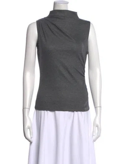 Pre-owned Veronica Beard Mock Neck Sleeveless Top In Gray