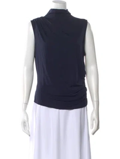 Pre-owned Veronica Beard Mock Neck Sleeveless Top W/ Tags In Blue