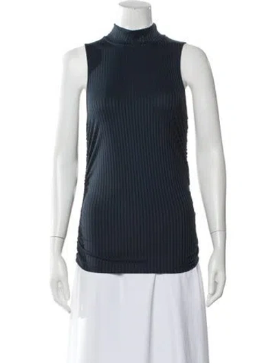 Pre-owned Veronica Beard Mock Neck Sleeveless Top W/ Tags In Blue