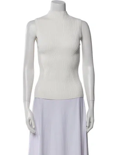 Pre-owned Veronica Beard Mock Neck Sleeveless Top In White