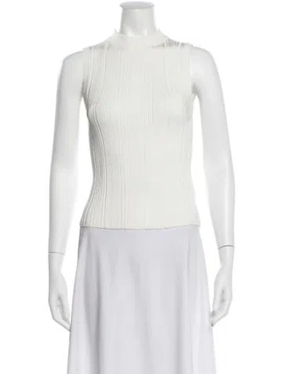 Pre-owned Veronica Beard Mock Neck Sleeveless Top In White