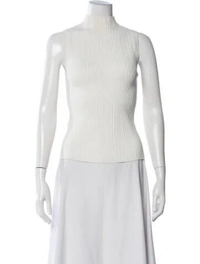 Pre-owned Veronica Beard Mock Neck Sleeveless Top In White