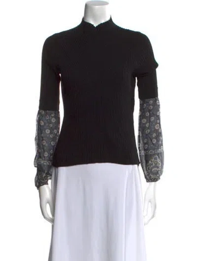 Pre-owned Veronica Beard Mock Neck Sweater In Black