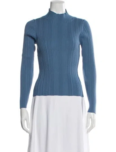 Pre-owned Veronica Beard Mock Neck Sweater In Blue