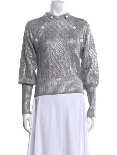 Pre-owned Veronica Beard Mock Neck Sweater In Grey/metallic