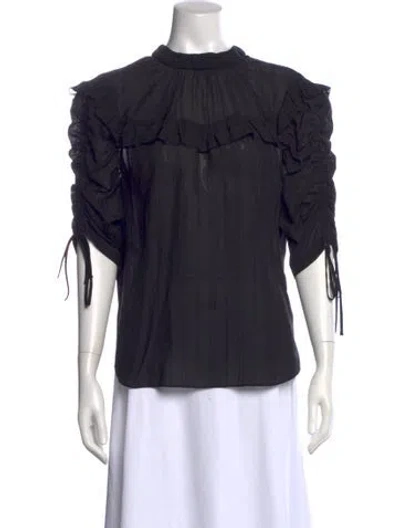 Pre-owned Veronica Beard Mock Neck Three-quarter Sleeve Blouse In Black
