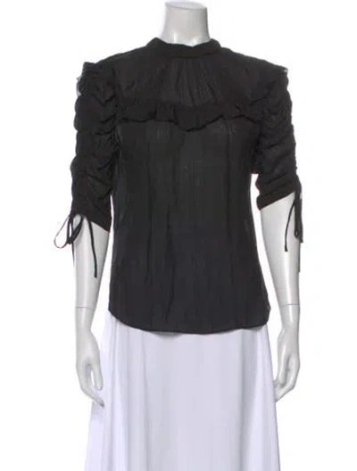 Pre-owned Veronica Beard Mock Neck Three-quarter Sleeve Blouse In Black