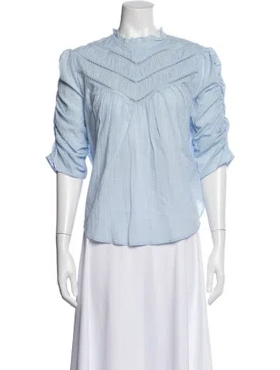 Pre-owned Veronica Beard Mock Neck Three-quarter Sleeve Blouse W/ Tags In Blue