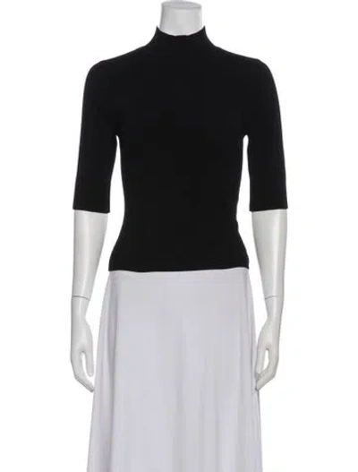 Pre-owned Veronica Beard Mock Neck Three-quarter Sleeve Top In Black