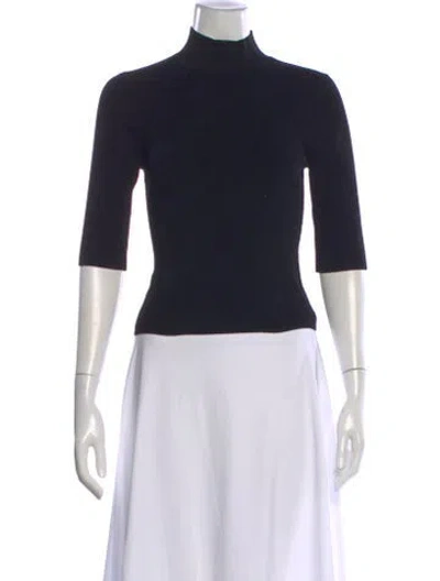 Pre-owned Veronica Beard Mock Neck Three-quarter Sleeve Top In Blue