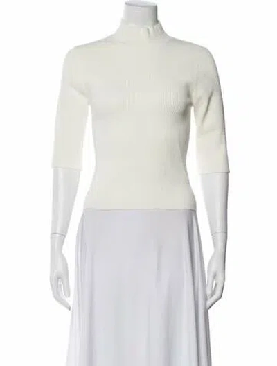 Pre-owned Veronica Beard Mock Neck Three-quarter Sleeve Top In Gray