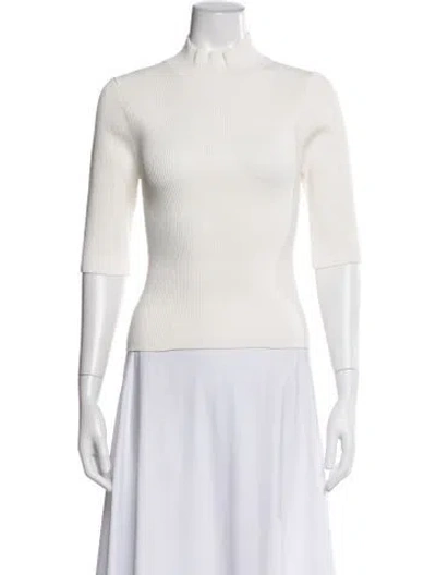 Pre-owned Veronica Beard Mock Neck Three-quarter Sleeve Top In Neutral