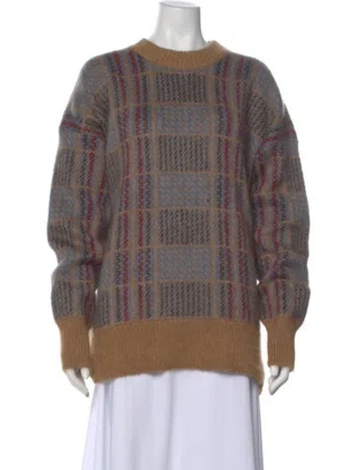 Pre-owned Veronica Beard Mohair Plaid Print Sweater W/ Tags In Brown