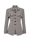 Veronica Beard Molyneux Tailored Houndstooth-pattern Jacket In Gray
