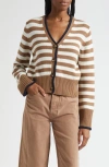 Veronica Beard Monae Stripe Cotton Cardigan In Multi