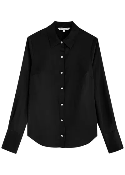 Veronica Beard Monique Crystal-embellished Silk-blend Satin Shirt In Black