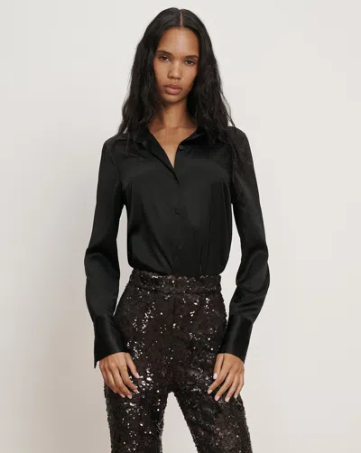 Veronica Beard Monique Silk Button-down Shirt In Black