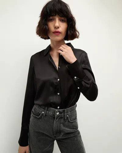 Veronica Beard Monique Silk Button-down Shirt In Black