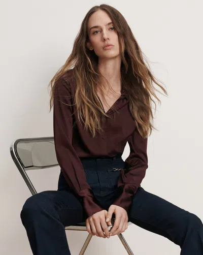 Veronica Beard Monique Silk Button-down Shirt In Burgundy