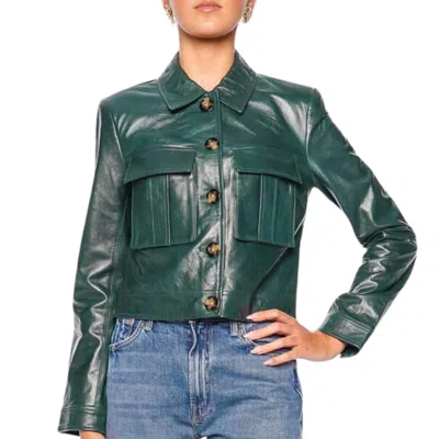 Veronica Beard Monte Leather Jacket In Hunter Green