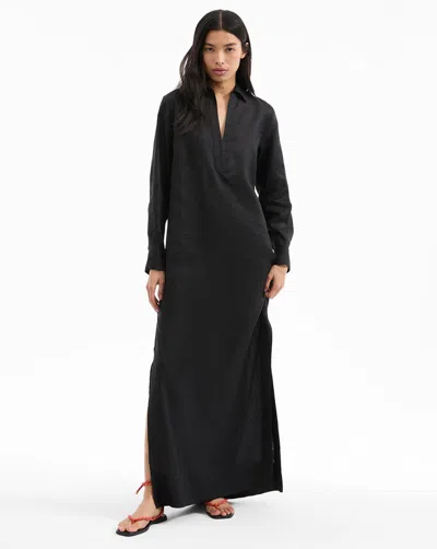 Veronica Beard Moore Linen Maxi Dress In Black