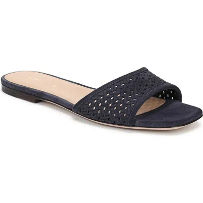 Veronica Beard Myla Perforated Slide Sandal In Blue